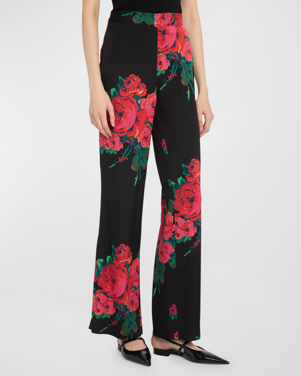 Seville Rose Printed Slim Aarons Pants