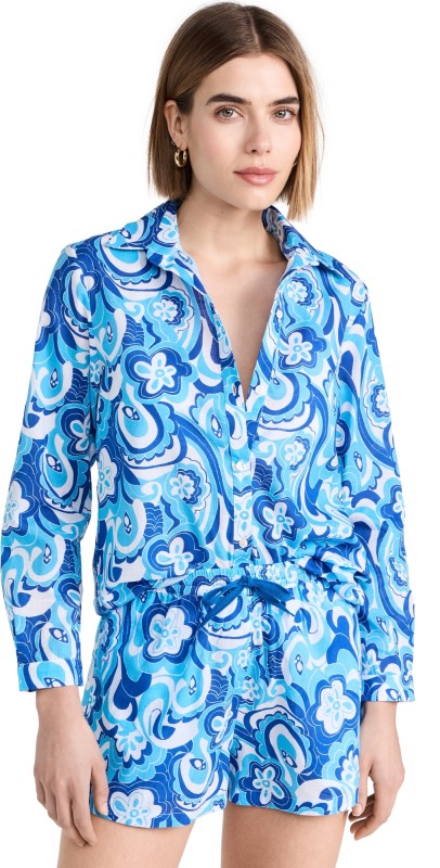 Playa Lucila Buttondown Shirt Blue Paisley
