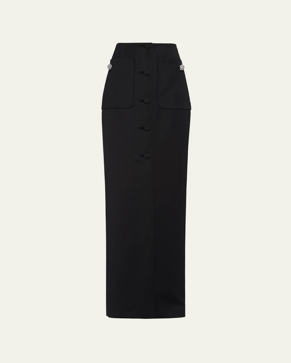 Long Wool Satin Pencil Skirt