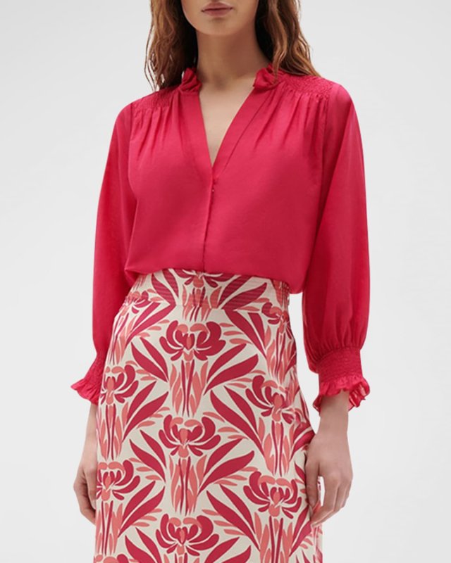 Dolores Smocked 3/4-Sleeve Top