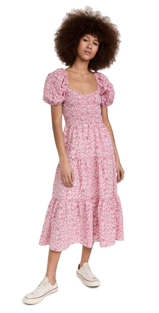 Moon River Smocked Dress Pink Multi