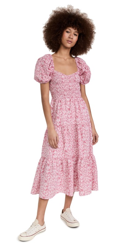 Moon River Smocked Dress Pink Multi