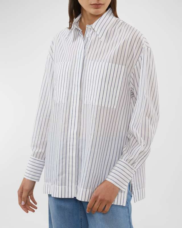 Striped Button-Down Cotton Shirt