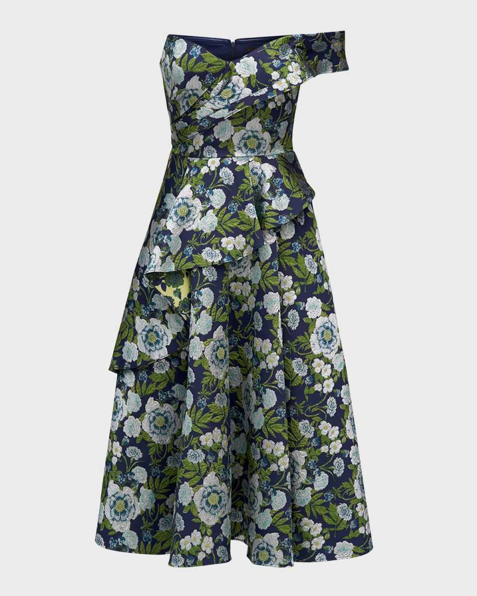 Tatum Floral Peplum A-Line Midi Dress