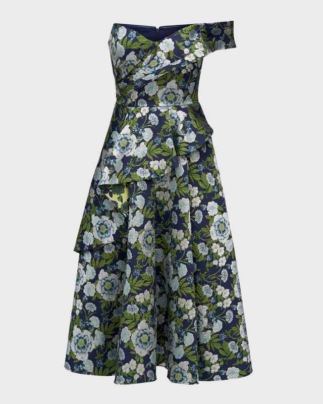 Tatum Floral Peplum A-Line Midi Dress