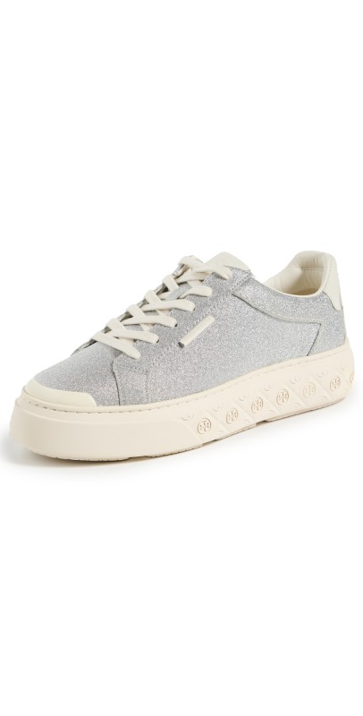 Tory Burch Ladybug Sneakers Silver Glitter/Blanc