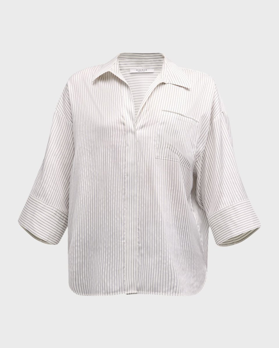 Oversized Striped Silk-Cotton Shirt