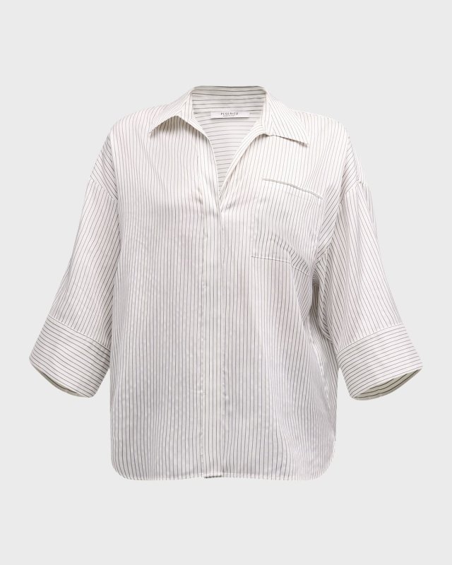 Oversized Striped Silk-Cotton Shirt
