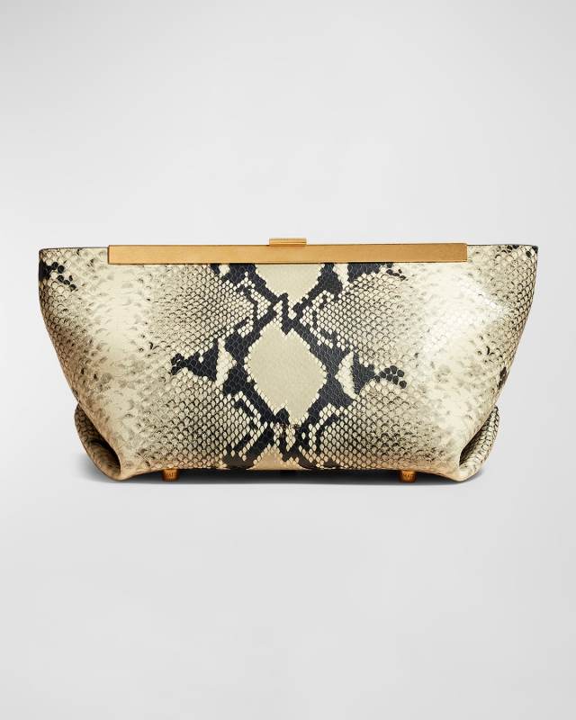 Aimee Python-Embossed Clutch Bag