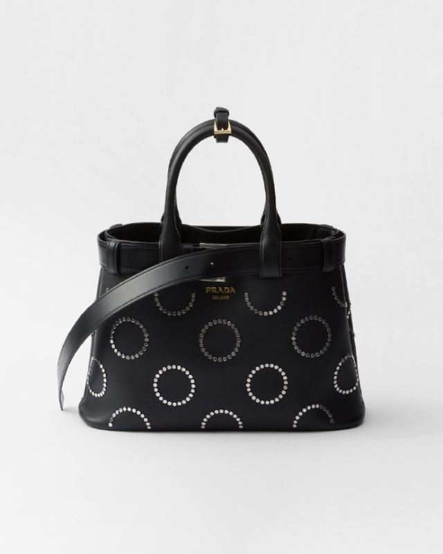 PRADA Prada Buckle medium leather bag with appliqués