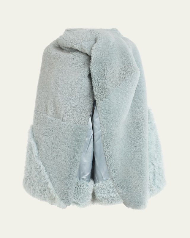 Twist Front Shearling Cape