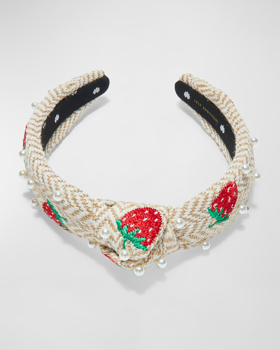 Pearly Strawberry Knotted Headband