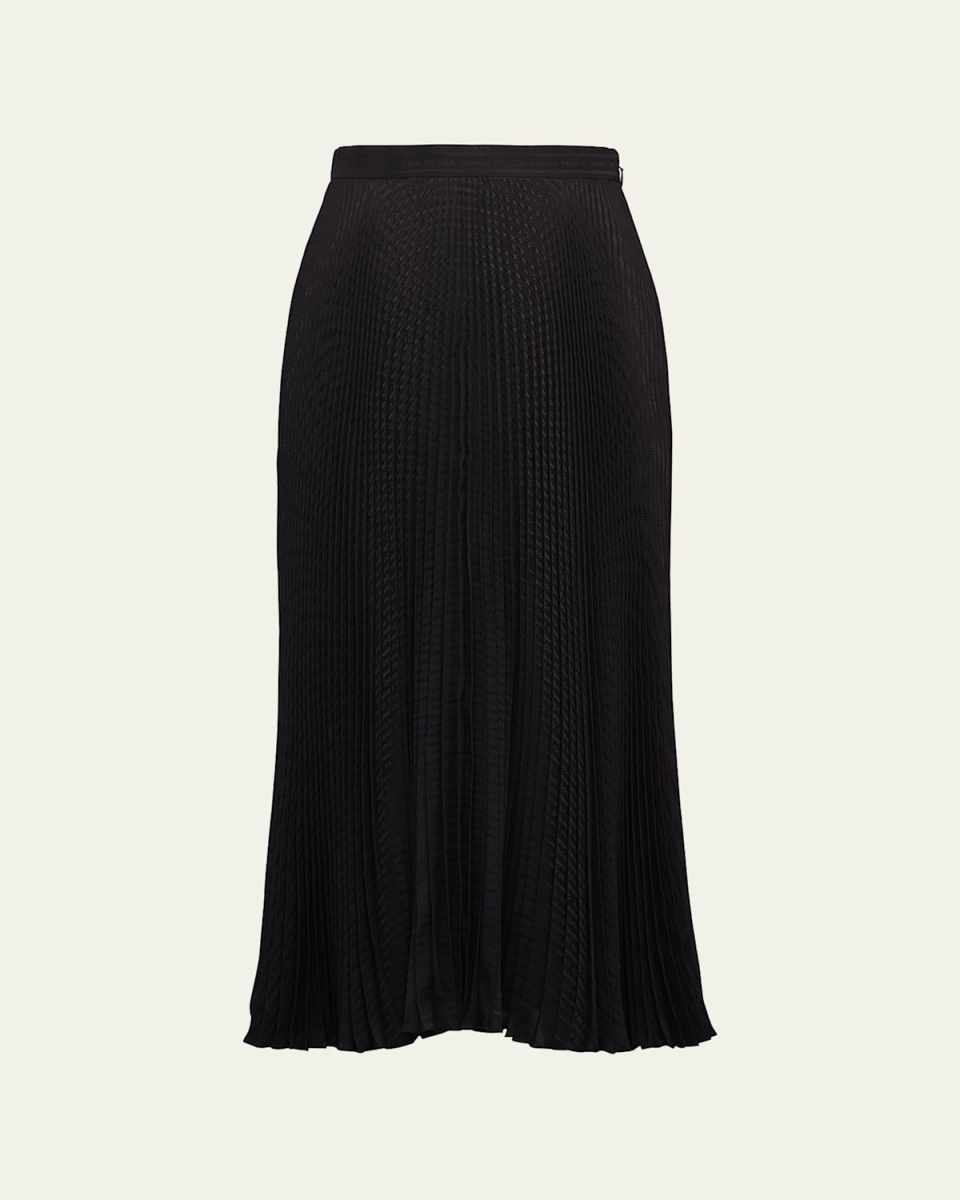 Crepe De Chine Pleated Midi Skirt