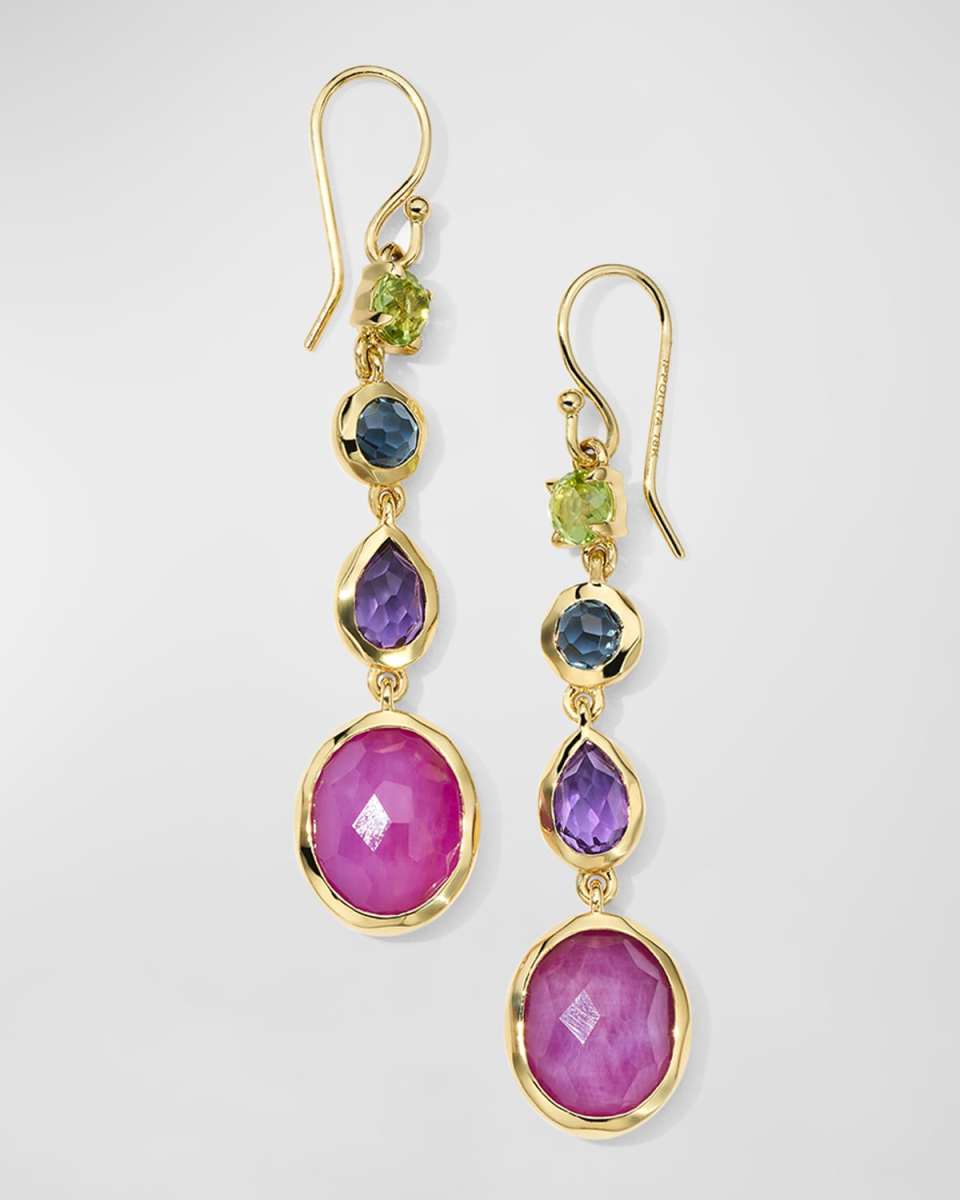 18K Rock Candy Small 4-Stone Linear Drop Earrings in Summer Rainbow