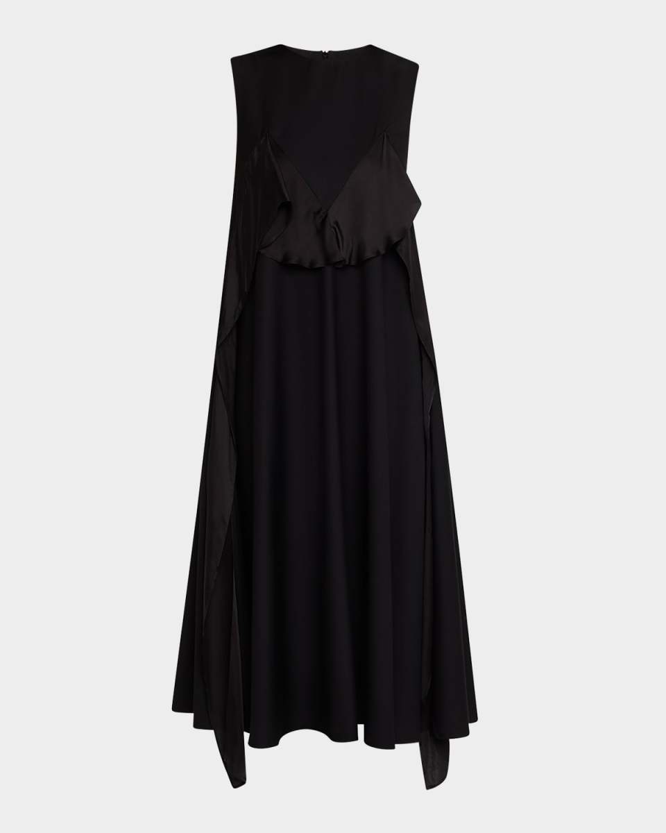 Murraya Sleeveless Ruffle Trapeze Midi Dress