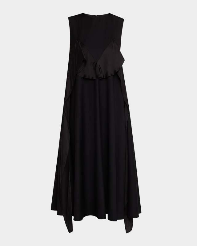 Murraya Sleeveless Ruffle Trapeze Midi Dress