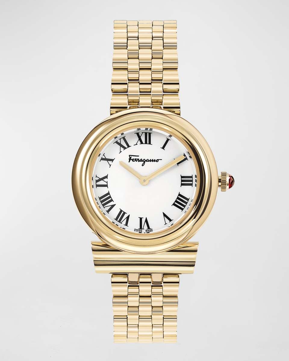 Gancini Watch with Bracelet Strap, Gold