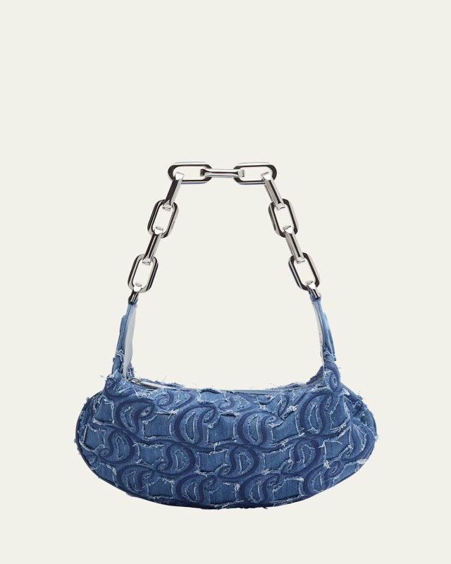 Le 54 CL Embroidered Denim Shoulder Bag