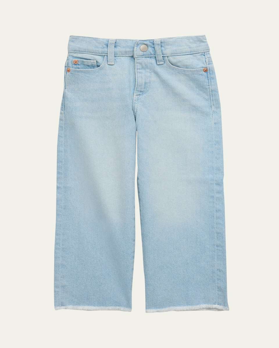 Girl's Lily Wide Leg Raw Edge Hem Jeans, Size 2-