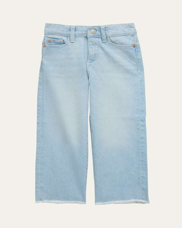 Girl's Lily Wide Leg Raw Edge Hem Jeans, Size 2-
