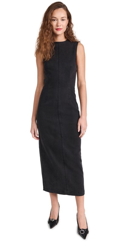 Reformation Kendi Denim Midi Dress Washed Black