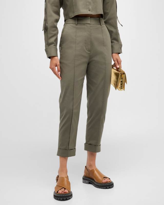 Cropped Pintuck Trousers