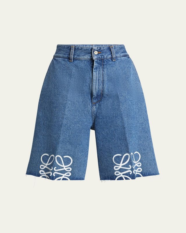 Anagram Long Denim Shorts