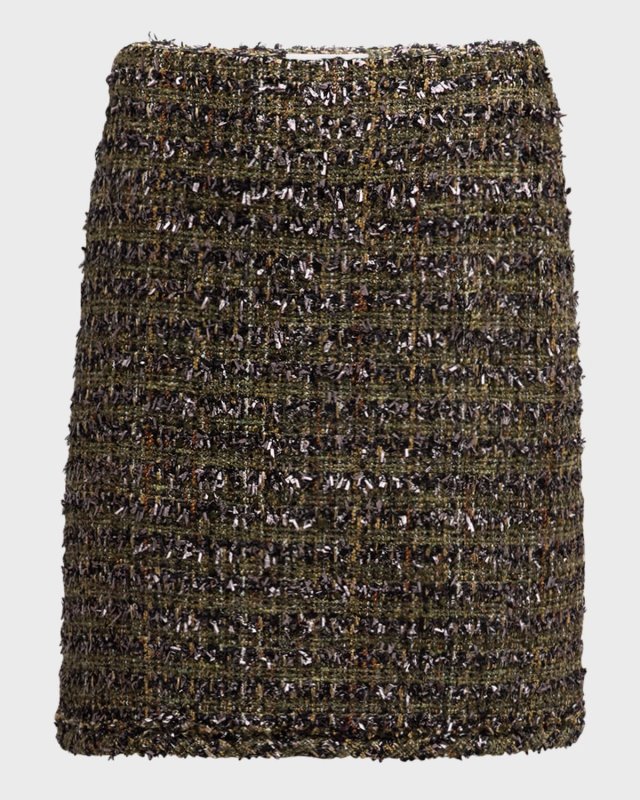 Fringe Metallic Eyelash Tweed Mini Skirt