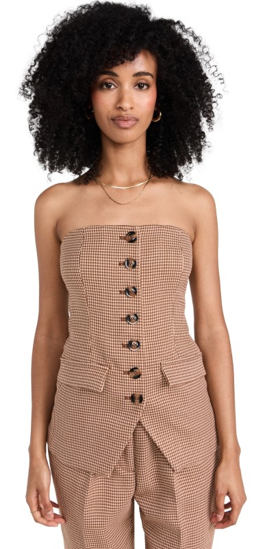 Favorite Daughter The Phoebe Bustier Top Toffee Houndstooth
