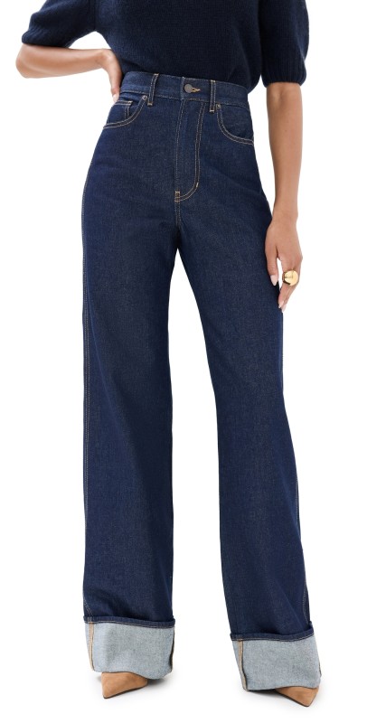Veronica Beard Jean Taylor High Rise Wide Leg Jeans Indigo Rinse