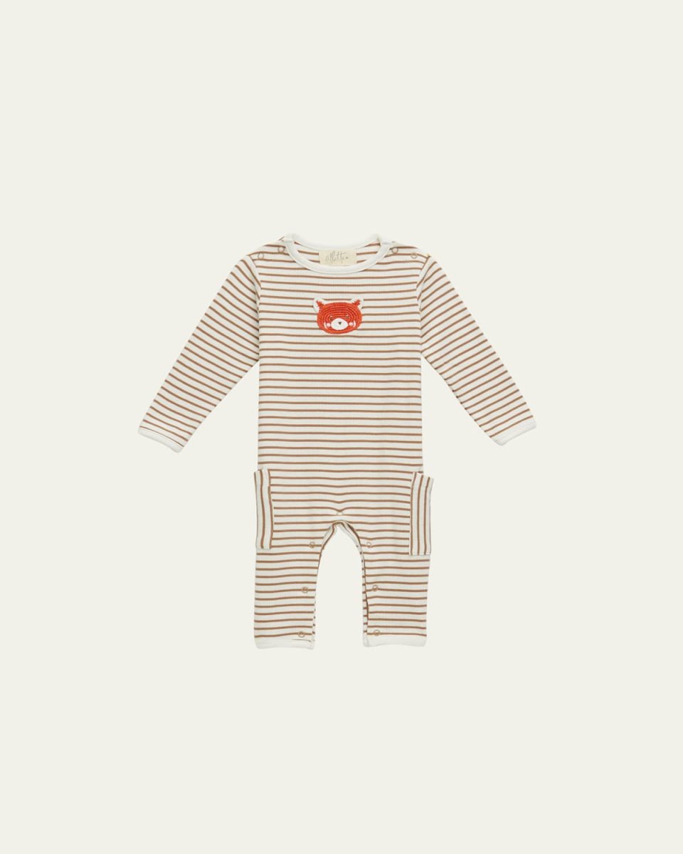 Kid's Rusty Panda Crocheted Striped Playsuit, Size Newborn-12