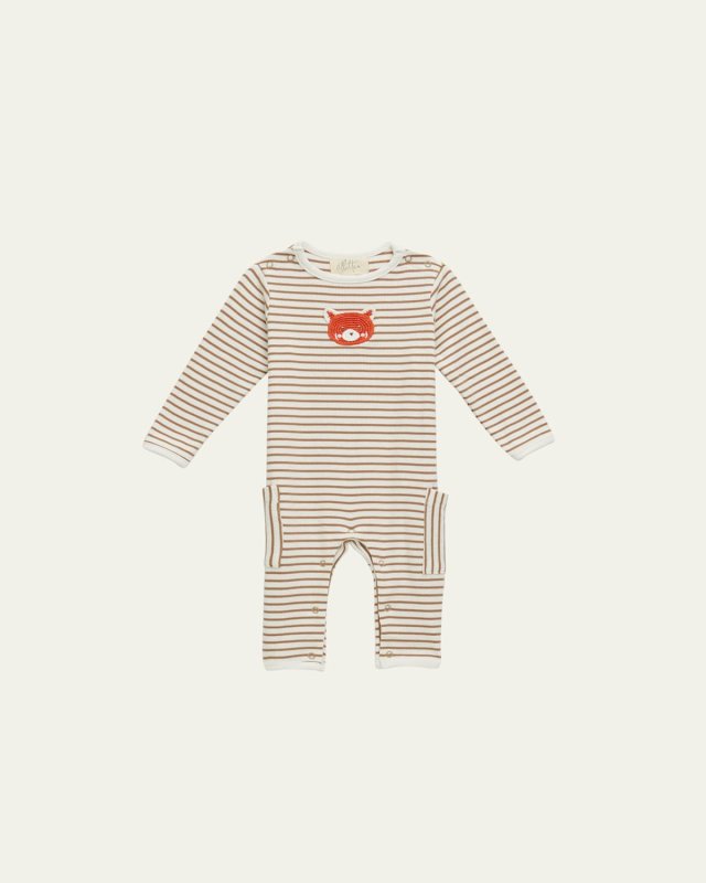Kid's Rusty Panda Crocheted Striped Playsuit, Size Newborn-12