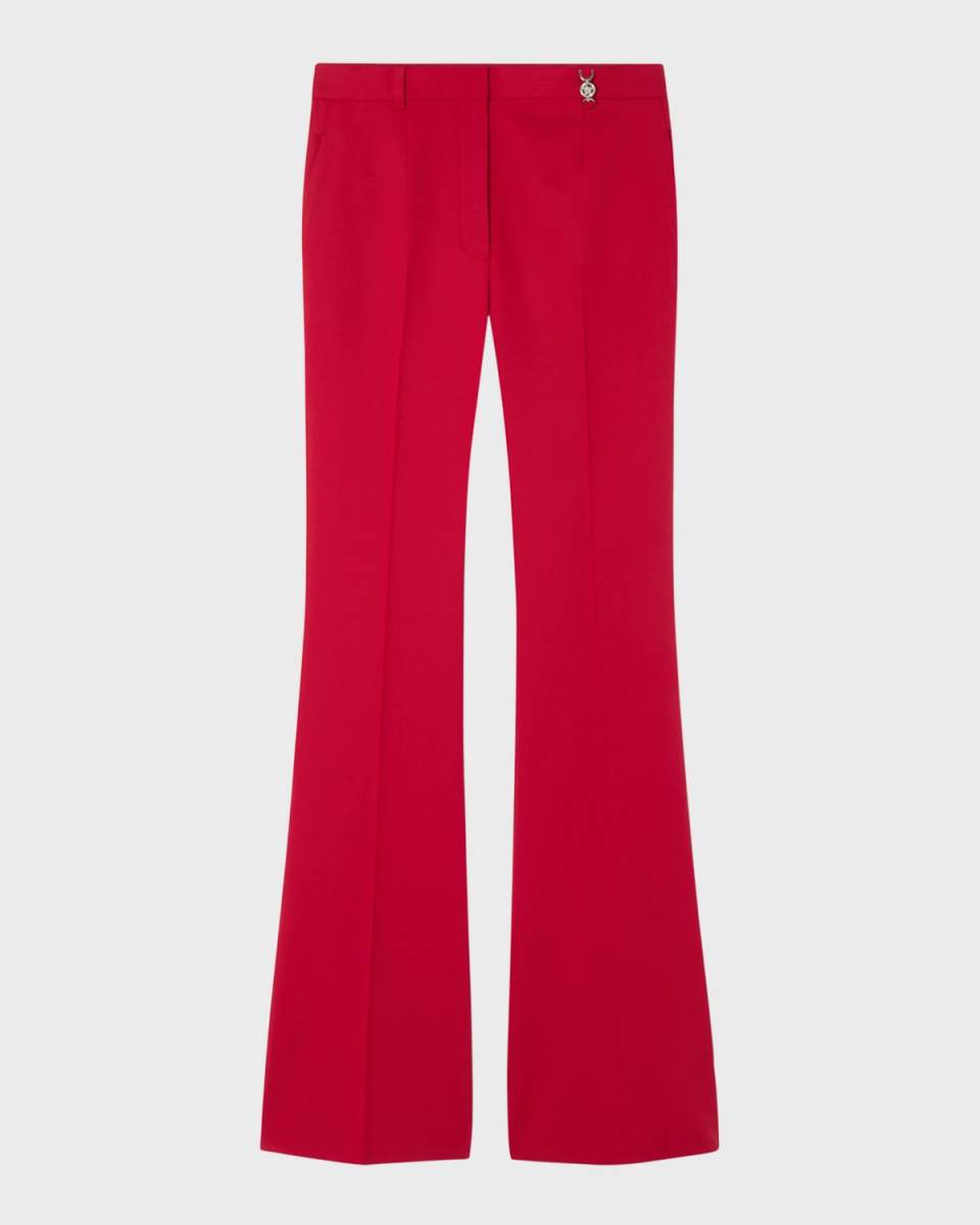 Wool Grain De Poudre Flared Pants