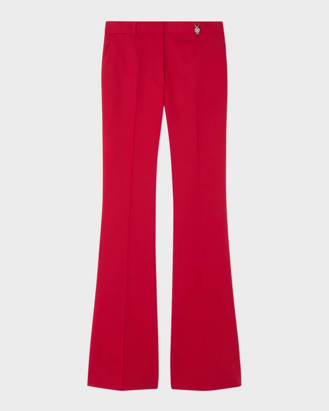 Wool Grain De Poudre Flared Pants