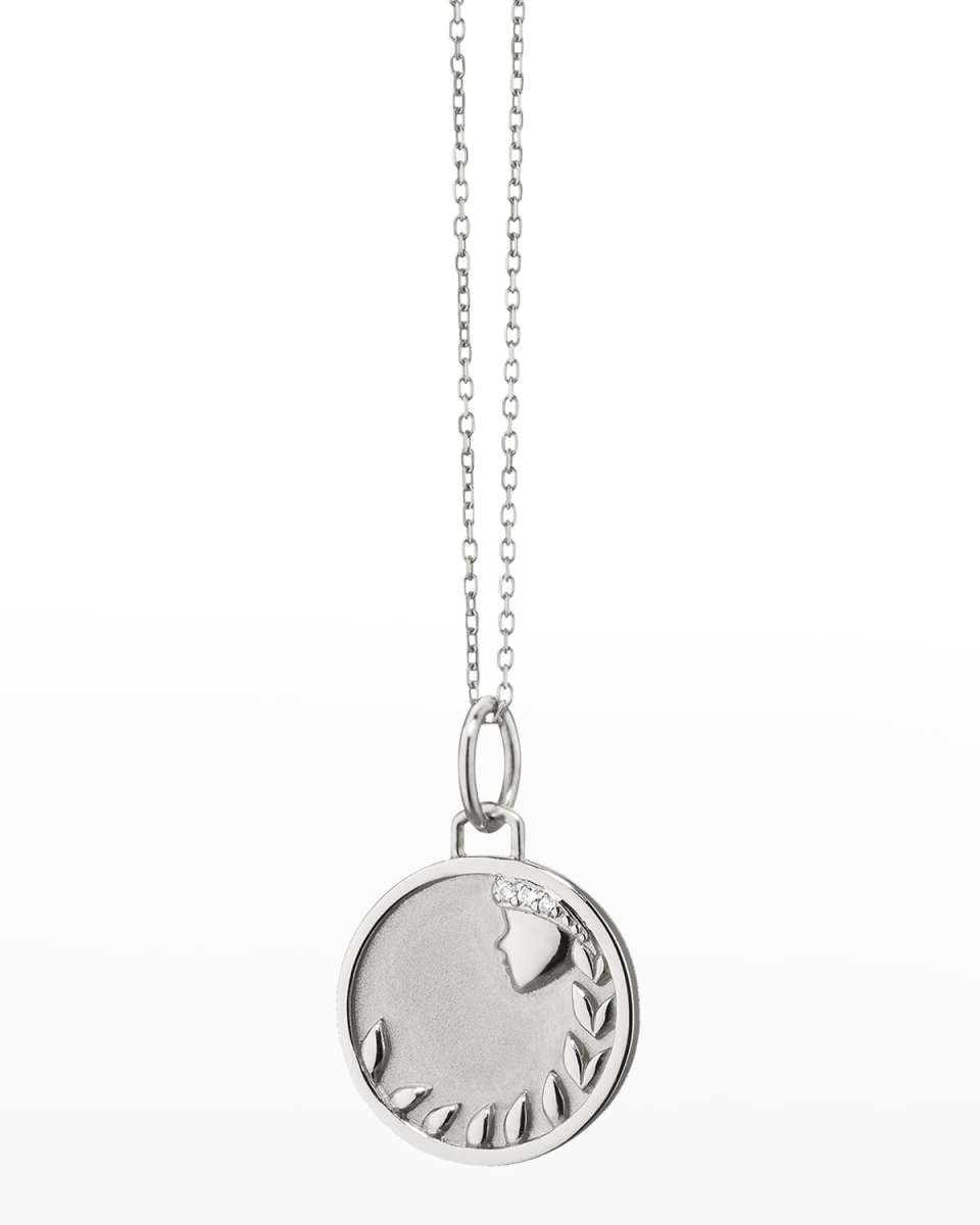 Sterling Silver Virgo Zodiac Charm Necklace with White Sapphires