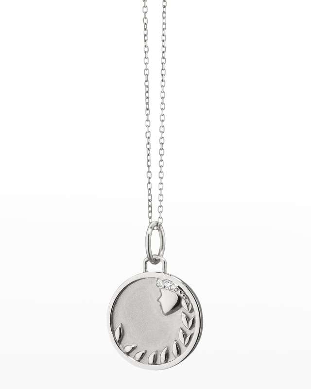 Sterling Silver Virgo Zodiac Charm Necklace with White Sapphires