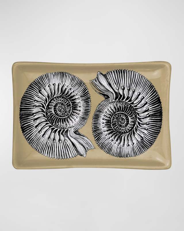 Rectangular Ashtray - Conchiglie Black Gold White