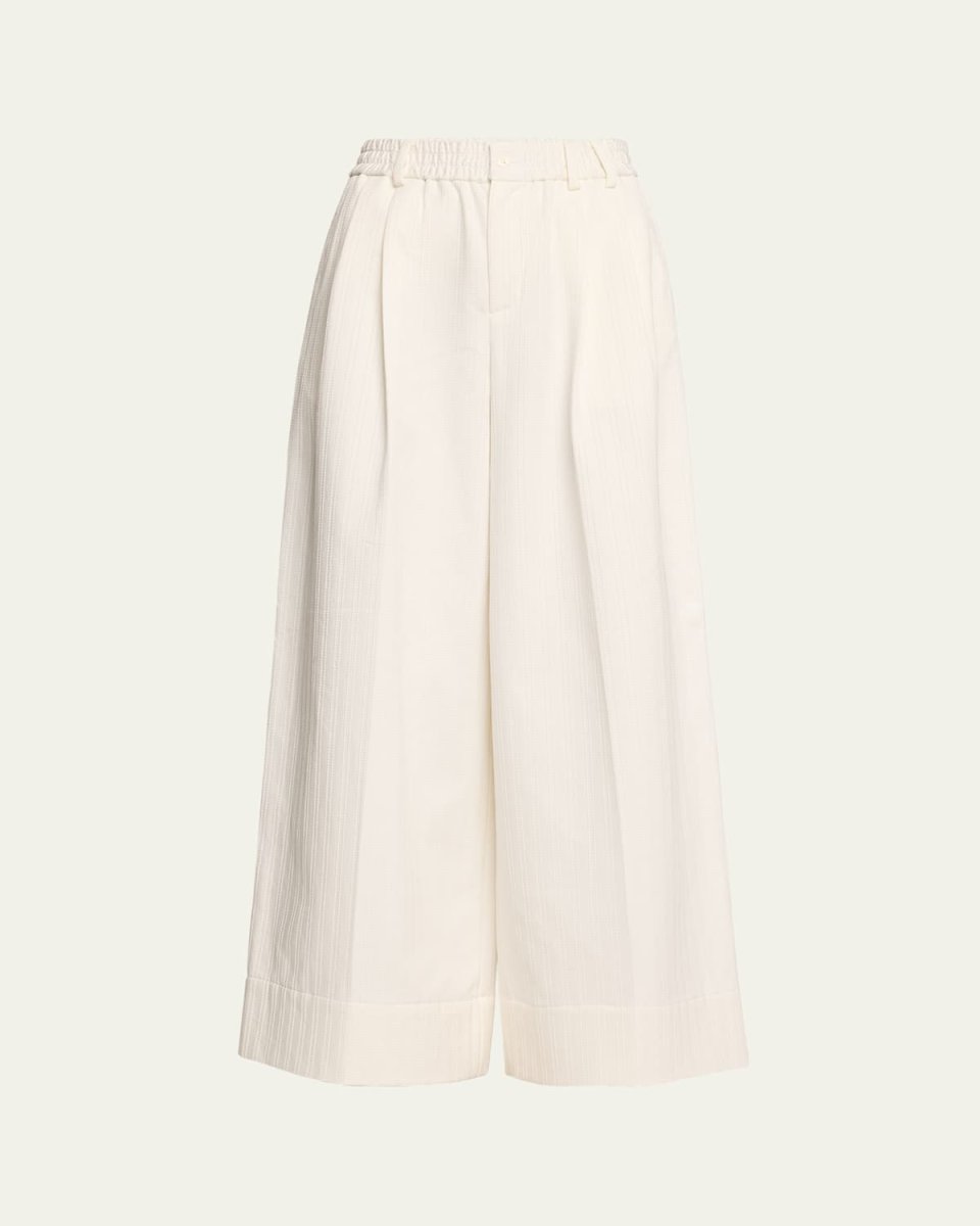 Wheatpaste Elastic Waist Wide-Leg Trousers