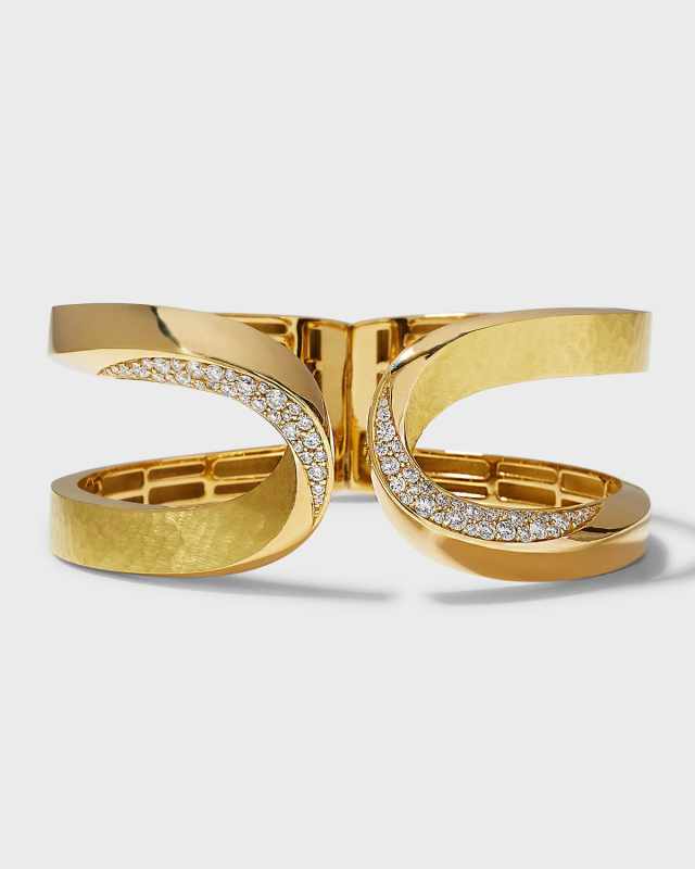 Yellow Gold Hammered Diamond Bracelet