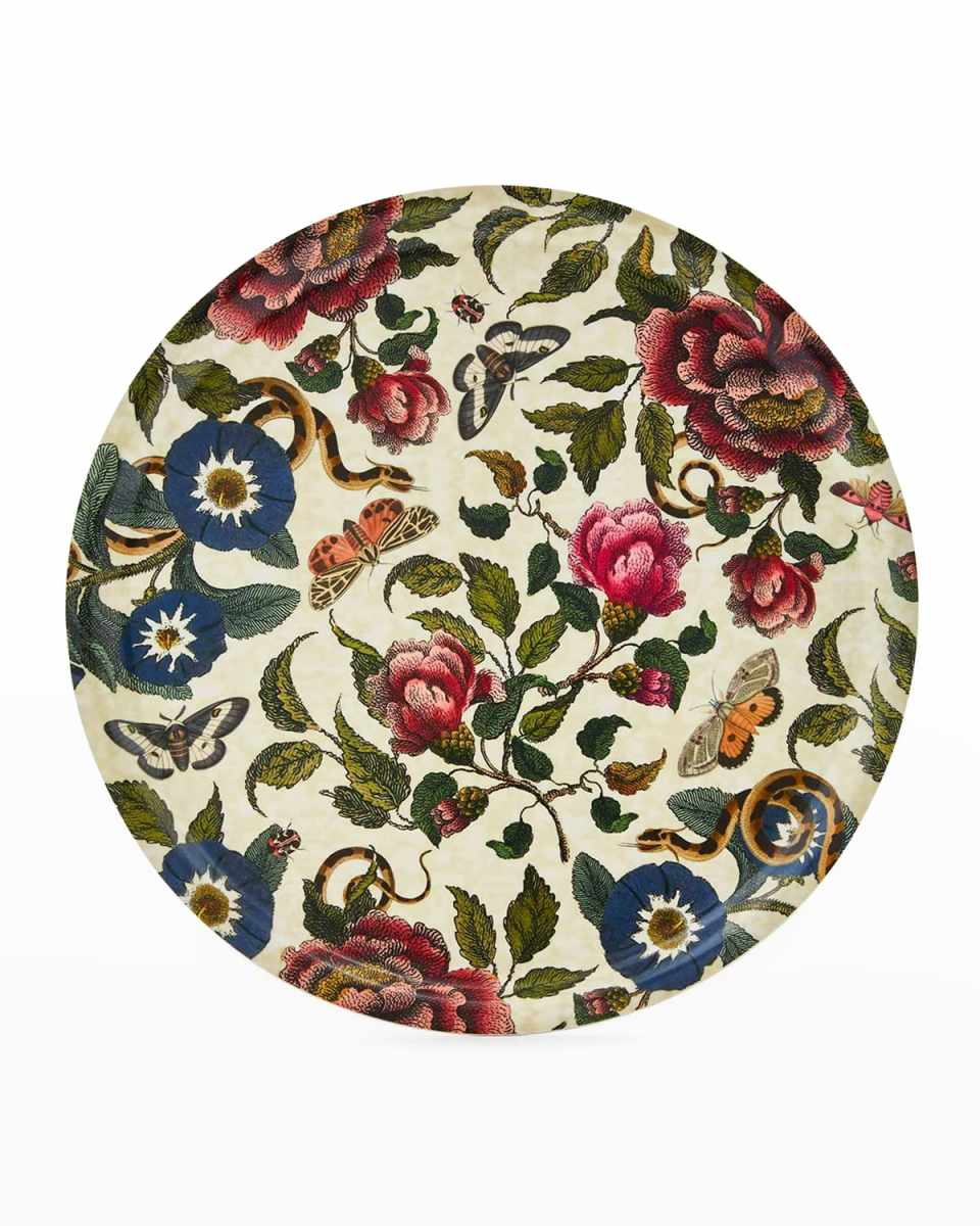 Creatures of Curiosity Round Floral Birch Serving Tray