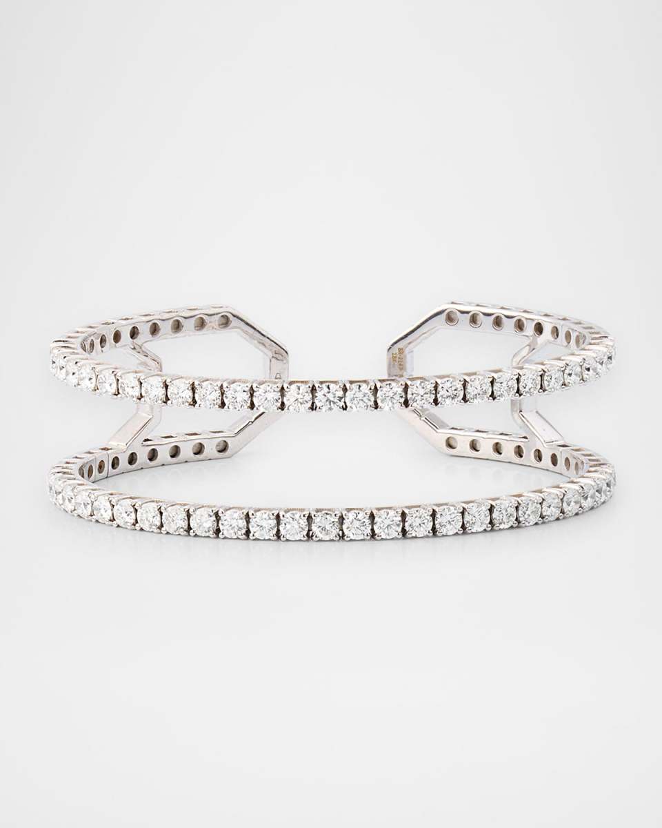 18K White Gold Double-Row Cuff Bracelet
