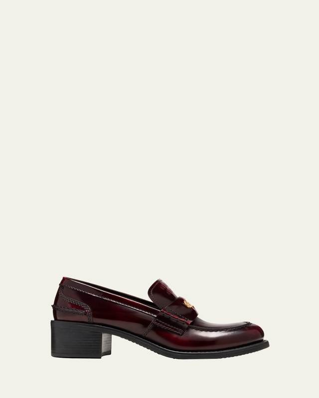 Leather Heeled Penny Loafers