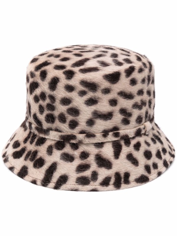 leopard-print felted bucket hat