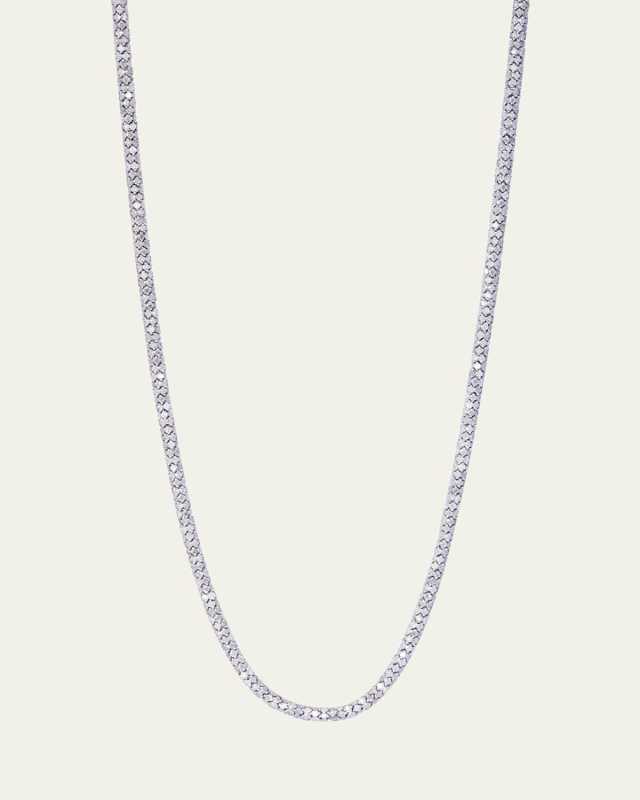 18K White Gold Rope Necklace with Grey Diamonds and Sapphire Clasp