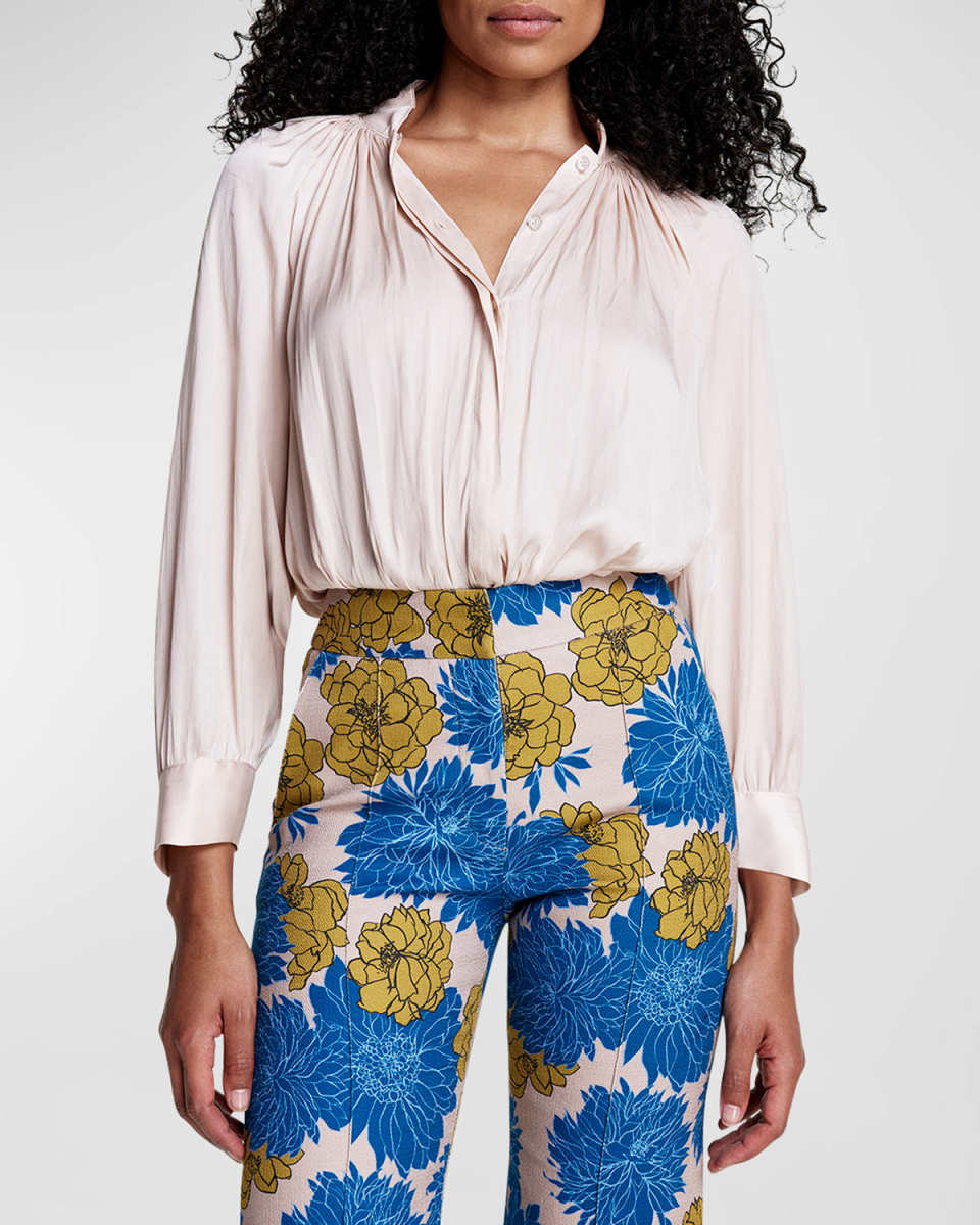 Gathered 3/4-Sleeve Blous