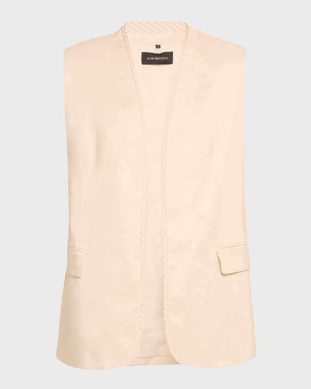 Clairo Embroidered Open-Front Vest