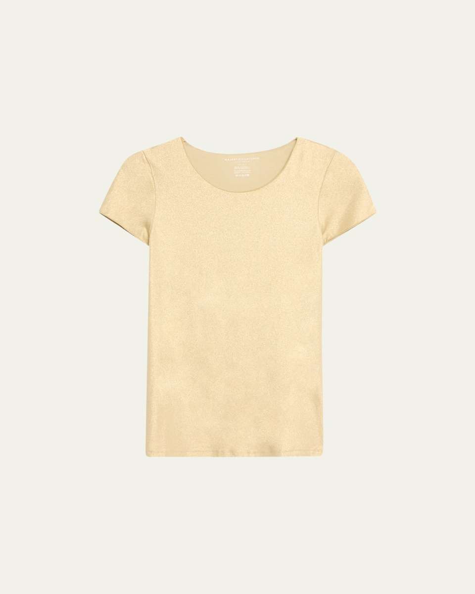 Soft Touch Metallic Short-Sleeve Merrow Edge Crewneck Tee