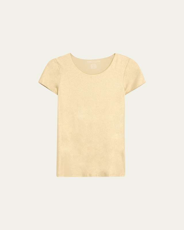 Soft Touch Metallic Short-Sleeve Merrow Edge Crewneck Tee