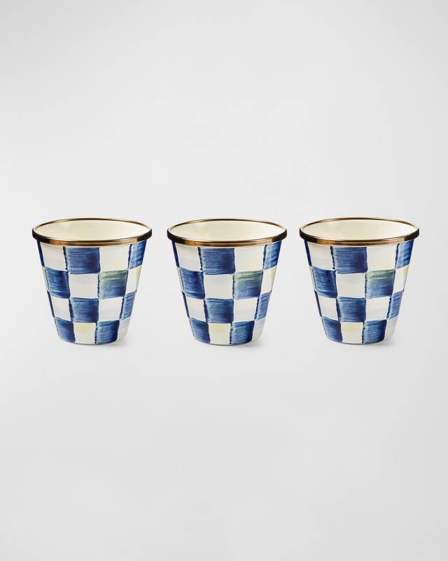Royal Check Enamel Herb Pots, Set of 3