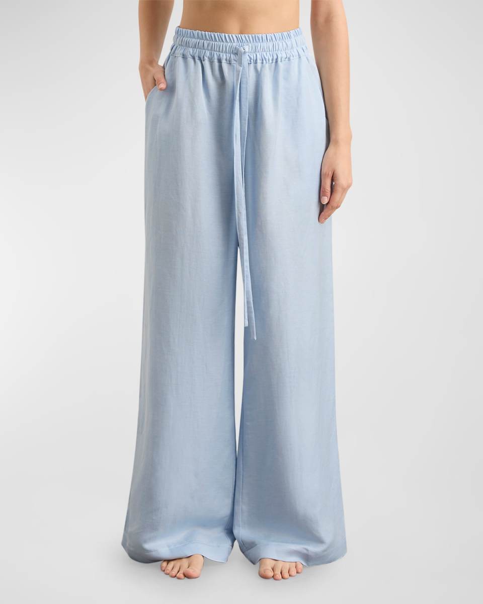 Denia Wide-Leg Linen-Blend Pants